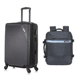 Maleta Cabinera Discovery Negro y Mochila Viajera Indigo Gris Oscuro