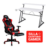 Silla Gamer CLASICA SGRO + Escritorio Fibra de carbono  Blanco