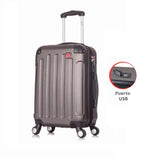 INTELY. Maleta De Viaje 51 Cm con Puerto USB Integrado Gris Oscuro INPP