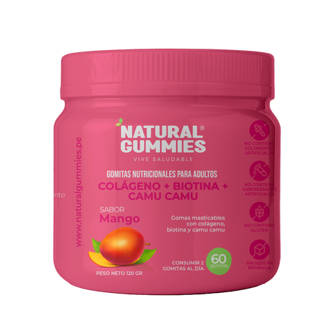 NATURAL GUMMIES de Colágeno + Biotina + Camu Camu Sabor a Mango - NGCC