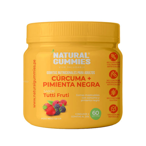 NATURAL GUMMIES de Curcuma + Pimienta Negra Sabor a Tutti Fruti - NGCP