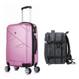 Maleta Cabinera Niza Rosado y Mochila Viajera Indigo Gris Oscuro