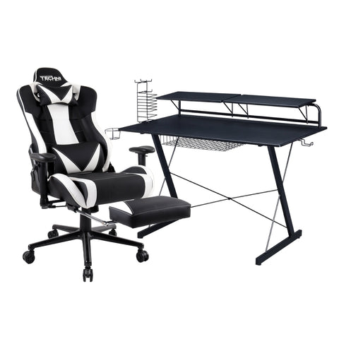 Silla Gamer ELITE Blanca + Escritorio Gamer Fibra de Carbono - ProShopper Perú