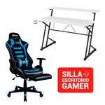 Silla Gamer CLASICA SGAZ + Escritorio Fibra de carbono  Blanco