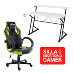 Silla Gamer RACING RAVE + Escritorio Fibra de carbono  Blanco