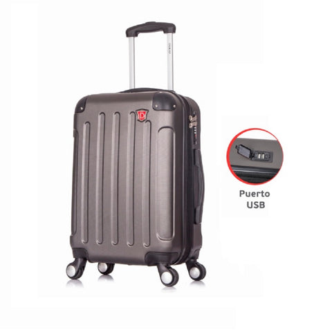 INTELY. Maleta De Viaje 51 Cm con Puerto USB Integrado Gris Oscuro INPP